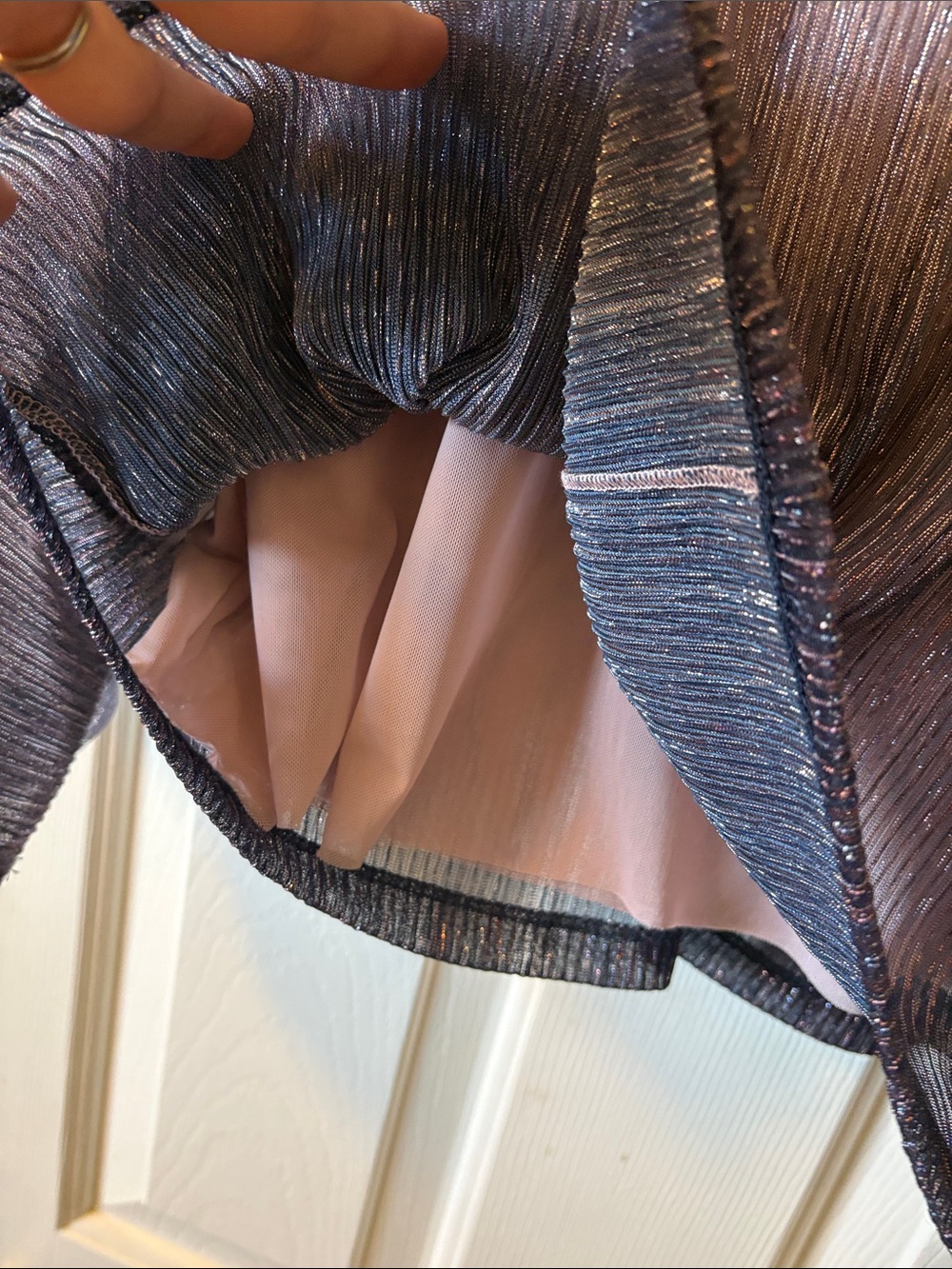 Shimmery Ombre Pink to Purple Women's Pleated Top - Picture 6 of 7
